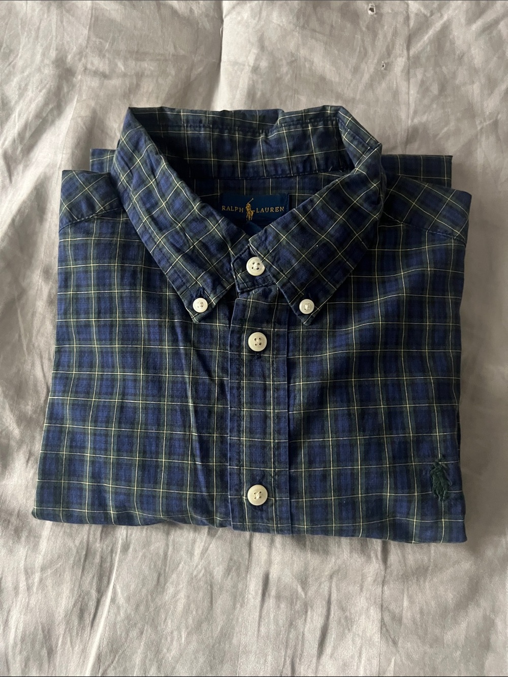 Ralph Lauren Blue and Green Plaid Button-Down Shirt